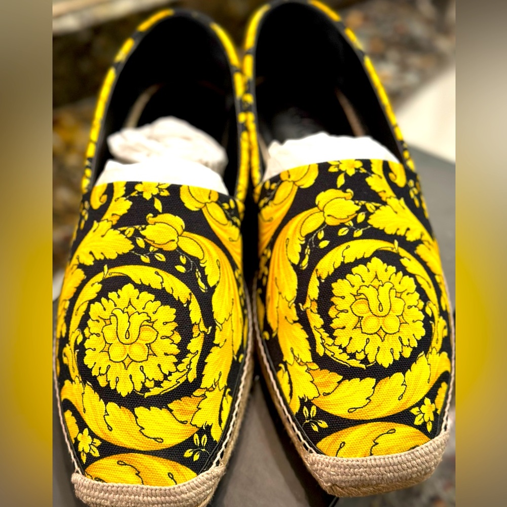 Versace Barocco-Print Canvas Espadrilles